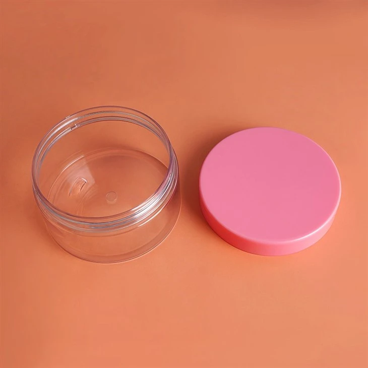 Beauty 200g 10oz Empty Round Shape Cosmetic Plastic Packaging Body Butter Body Scrub Face Cream Containers Jar With Pink Lids