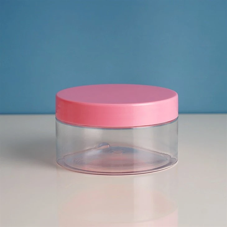 Beauty 200g 10oz Empty Round Shape Cosmetic Plastic Packaging Body Butter Body Scrub Face Cream Containers Jar With Pink Lids