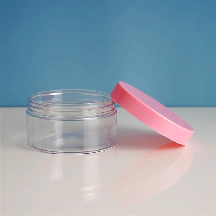 Beauty 200g 10oz Empty Round Shape Cosmetic Plastic Packaging Body Butter Body Scrub Face Cream Containers Jar With Pink Lids